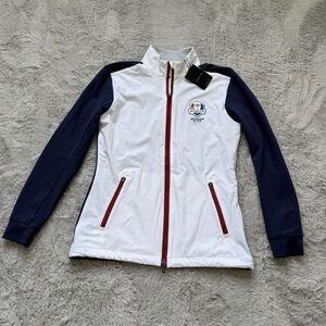 NWT $248 DUNNING GOLF COLOR BLOCKED JACKET WHITE NIGHT SKY HEAT WOMENS XS